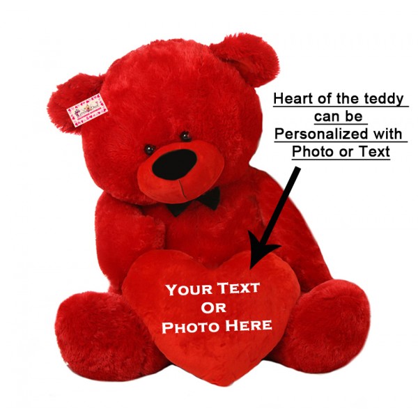 Personalized Red Teddy Bear Soft Toy with Customized Red Heart
